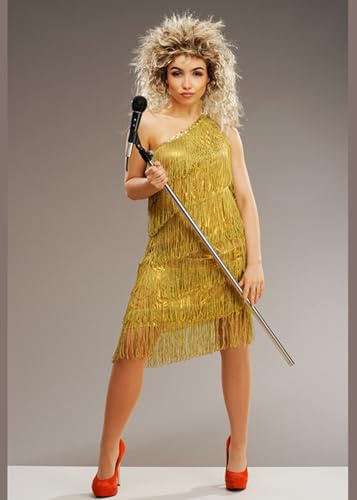 Struts Womens 1980s Gold Tina Turner Style Fancy Dress Costume with Wig (XL (UK 18-20))