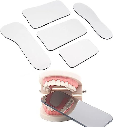 Dentalfotografiespiegel, kieferorthopädischer intraoraler Fotospiegel, doppelseitiger Reflektor, Mundspekulum-Inspektionsspiegel Stomatoskop for Krankenhausklinik-Zahnarzt, 5 Stück