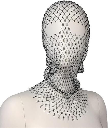 YJZQ Strassmaske Mesh Strass Stirnbänder Netz-Kopfbedeckung Kristall Kopfkappe Haarschmuck für Brautparty Flapper Halloween Ball Party