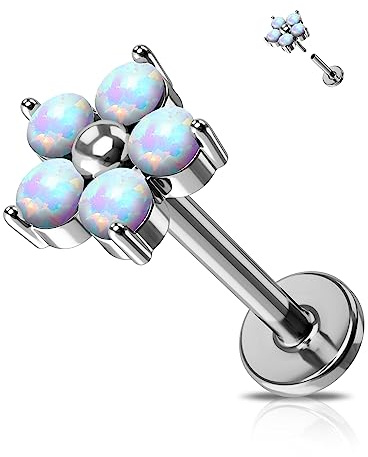 Jewseen G23 Titan Knorpel Ohrring Opal Gewindelose Flache Rückseite Studs 16G Medusa Monroe Piercing Schmuck Tragus Conch Ohrringe für Frauen Männer