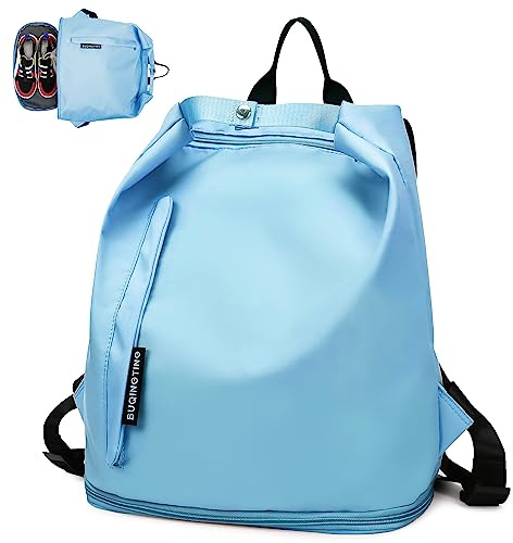 Keyck Sportryggsäck Vattentät Sportväska Ryggsäck Med Skofack och Våtväska Lätt Rese-ryggsäck Ladies Girls Backpack Oxford Fritidsryggsäck för Resor Fitness Shopping Simning, Blå