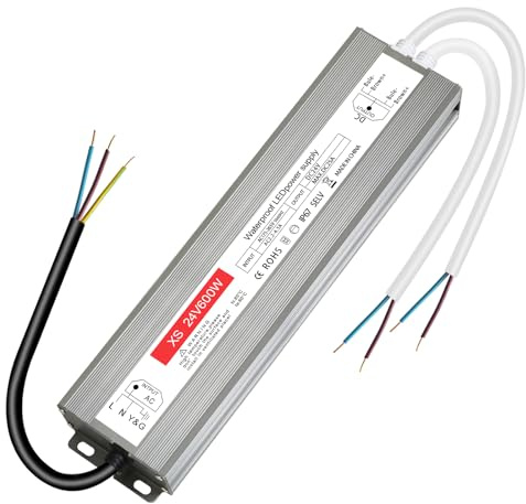 led trafo 24v 600w, LED Treiber Netzteil 24v 25A, trafo 230v auf 24V 600W | IP67 Wasserdicht 24V 600w, für G4 GU5.3 MR11 MR16, Nicht Dimmbar, kein Flimmern, Kein Rauschen