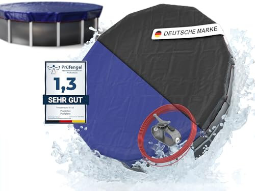 Planenfux® Copertura invernale per piscine rotonde Ø 550 cm (500-550 cm) | Copertura 2-in-1 rotonda in materiale PE da 200g/m² | Resistente ai raggi UV per estate e inverno | Telo solare | Ø610 cm