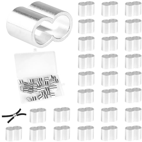Jwogngls - Juego de 30 bridas para cables de 8 mm de aluminio con caja de almacenamiento, doble manguera, terminales de sujeción para cuerda de goma, cuerda de expansión