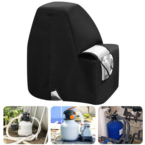 Wesnoy 40,6 cm Sandfilterpumpenabdeckung, wasserdicht, UV-beständig, Oxford-Tuch, Schwarz