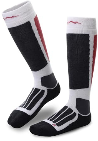 gipfelsport Chaussettes de ski en laine mérinos, hauteur genou – Taille 36–38, Rose, Lot de 1 paire – Homme, Femme, Enfant – chaudes et rembourrées pour ski et snowboard