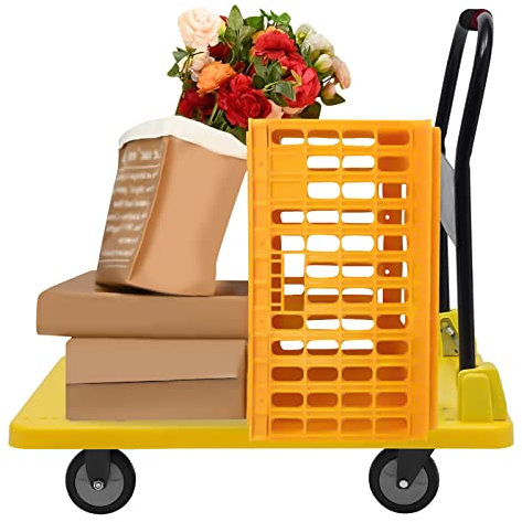 KEESUNG Plattformwagen Transportwagen, Klappbar Schiebe-Handwagen Transport Wagen Trolley Bis 400 kg Tragkraft Industrie Rechteckig Paketwagen