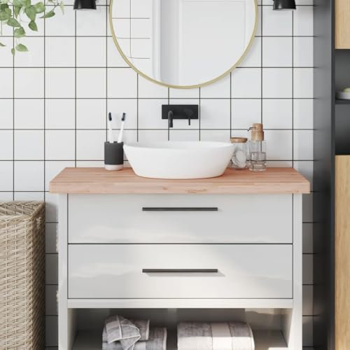 CIADAZ Waschtischplatte 100x60x4 cm Massivholz Buche, Arbeitsplatte, Holzplatte, Schreibtischplatte, Waschtischplatte, Küchenarbeitsplatte - 355994