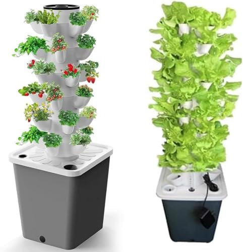 CHEMYO Hydroponic Growing System - Tower Garden, Pods Indoor Herb Garden Set with Timer, Hydration Pump and Mesh Pots - Grow Herbs, Fruits and Vegetables - Easy Setup