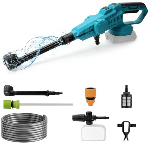 Pulitore ad alta pressione, 100 bar, per Makita 18 V, batteria portatile, motore senza spazzole, 380 l/h (6,3 l/min), con batterie da 15000 mA, per auto, casa, prato, giardino, recinzione (senza