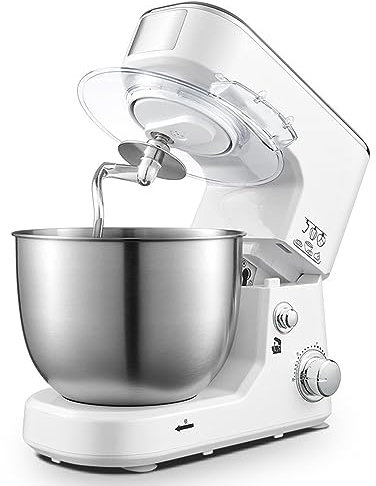 Batteur électrique sur Socle avec Bol de 4 L et 6 Vitesses pour la Cuisson des Aliments avec Crochet pétrisseur, Fouet, Batteur pour la Cuisine Domestique, la Cuisson des Aliments