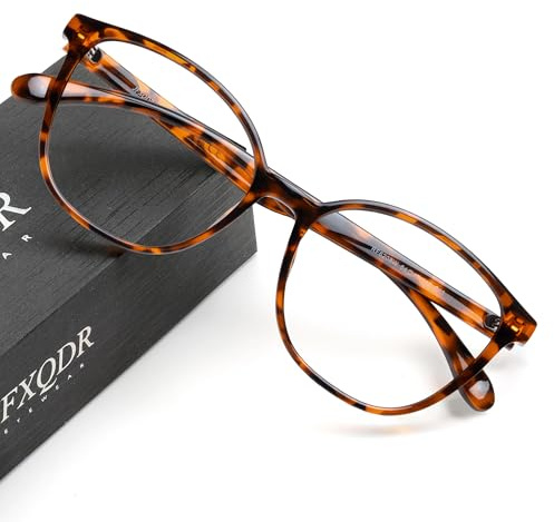 JFXQDR Women's Blue Light Blocking Glasses, TR90 Frame Computer Gaming Glasses Anti Eyestrain & UV Glare RF6208 (Coco Tortoise)