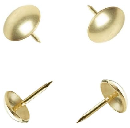 100Pcs Upholstery Nails - Made in Germany - Decorative Premium Furniture Tacks (Brass Plated, 11mm Flat Head)