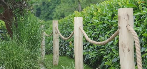 Recinzione in corda di 80 cm di altezza – pali di acacia appuntiti con foro e corda come confine giardino o percorso