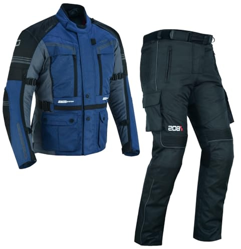 WMW WALI MOTO WEAR Motorrad Jacke und Hose Herren Motorrad Textil kombi Motorradkombi herren 2-teiler mit Protektoren Motorradanzug leicht textil Motorradjacke lang