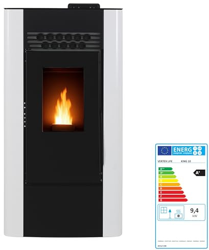 EIDER BIOMASA Estufa de Pellets KING CANALIZADA – 10,29 kW – Canalizable Multiestancia – Rendimiento 92% – Hasta 235 m³ – Tolva 15 kg – Programable WiFi – Clase A+