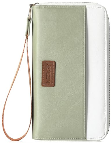 SENDEFN Portemonnaie Damen Gross, Leder Geldbörse Damen mit Reißverschluss, RFID-Schutz Lange Damen Geldbeutel mit Mehreren Kartenfächern und Handschlaufe