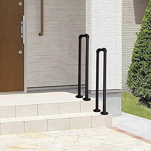 Handlauf Geländer Übergangshandlauf aus schwarzem Metall und Schmiedeeisen für die Veranda, für Außentreppen, Außenstufen, Sicherheitshandlauf-Stützstange für Treppengeländer für Terrassenbeläge im G