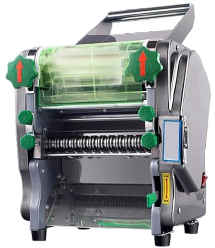 Macchina Per Pasta Elettrica Da 750W, Macchina Per Produzione Di Tagliatelle Per Uso Commerciale, Lama Per Tagliatelle Da 3/9 Mm, Rullo Per Pasta In Acciaio Inossidabile, Produzione 25 Kg/H,Silver