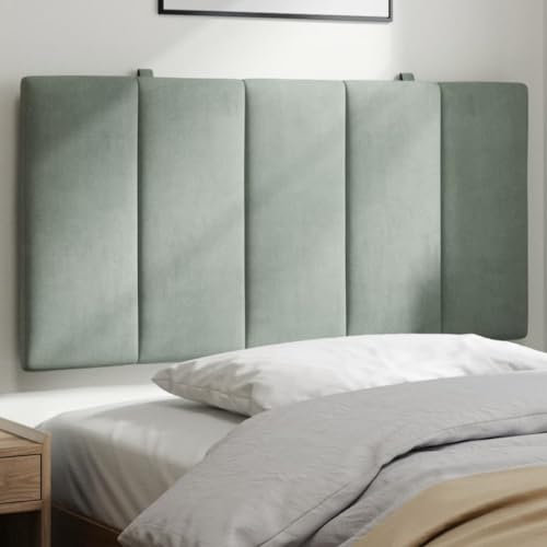 Homgoday Kopfteil-Kissen Bett Kopfkissen Kopfteilpolster Kopfpolster Rückenkissen Wandkissen Bett Wandpolster Bettkopfteil Rückenlehne für Schlafzimmer Hellgrau 100 cm Samt