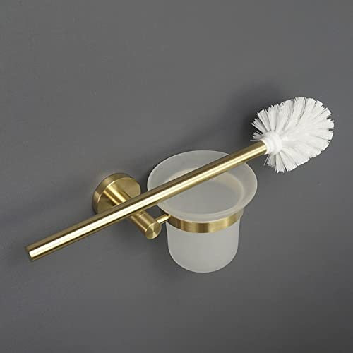 Juego de accesorios de baño de acero inoxidable dorado montado en la pared, toallero, soporte para papel higiénico, dispensador de jabón, ganchos para bata y escobilla de inodoro