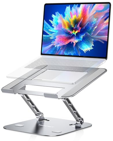 TECKNET Laptop Ständer Höhenverstellbarer, Ergonomischer Faltbarer (Silber) | Tragbarer Belüfteter Laptop Halterung,Laptop Stand Kompatibel mit Allen 11 bis 17,3 Zoll für Notebooks, MacBook und Tablets