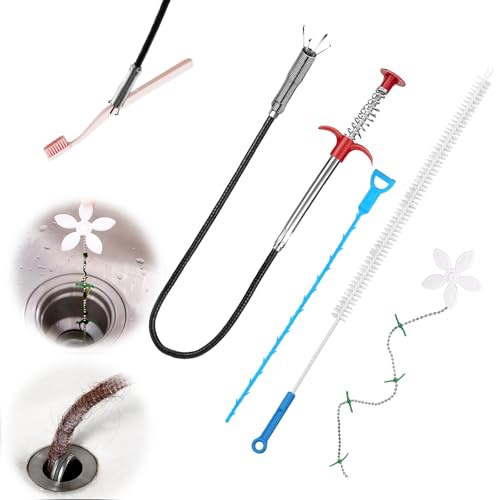 4 piezas de desagüe en espiral para fregadero, 118 pulgadas, gancho de limpieza de tuberías, cepillo de limpieza de tuberías de 28 pulgadas, cepillo de limpieza de tuberías, cepillo de drenaje,