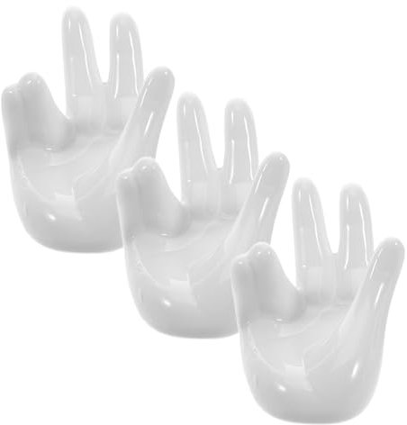 NAMOARLY Ceramic Egg Cup Holder 3pcs Easter Egg Display Stand Sturdy Hand Shape Holder Easy to Clean for Kitchen Use