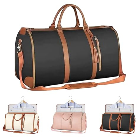 Reisetasche Handgepäck, Reisetaschen Für Damen, Aufrollbare Kleidertasche, Wandelbare Kleider-Reisetasche (Schwarz)