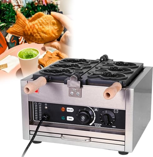 GESAIDES Gaufrier à Poisson Taiyaki, Gaufrier à Gâteau électrique Antiadhésif, Taiyaki Baker, Cornets à Gaufres en Forme de Poisson, pour Magasins d'alimentation, Restaurants,3pcsTaiyaki