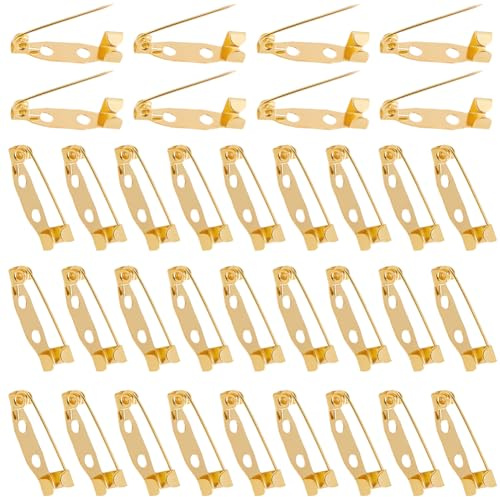 SOFPLATE 1 Box 120 Stück Sicherheitsverschluss Broschennadeln 0.7920cm Goldfarbene Anstecknadeln Aus Metall Und Eisen Mit Löchern Anstecknadeln Beschläge Zur Schmuckherstellung AnsteckBlumen Namenssc