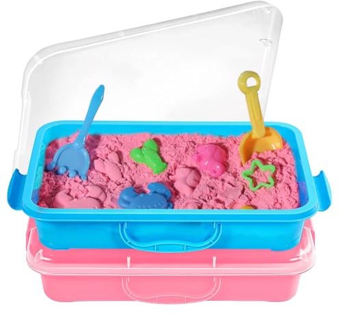2 Stück Sandkasten Sensory Bin mit Deckel und Griff, Portable Sensory Sandbox Container für Kinder, Kunststoff-Tablett für Wasser, Sand, Perlen und mehr, Kunststoff Aktivität Tray für Kleinkinder