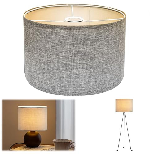 Dekorative Lampenschirme, E27 Lampenschirm Hängelampe, Lampenschirm Retro, für Stehlampen, Stehlampe Tischlampe Deckenleuchte Wohnzimmer Deko, 30x30x20cm, Grau, D