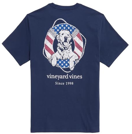 vineyard vines Men's USA Dog Life Ring Short-Sleeve Pocket Tee, Blue Blazer, XS