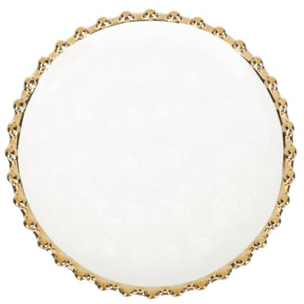 Didiseaon Piatto Rotondo in Ceramica Bordo Dorato, Piatto Da Antipasto e Snack Per Casa e Ristorante, Dimensioni Medie Adatte a Frutta, Dessert e Feste Familiari