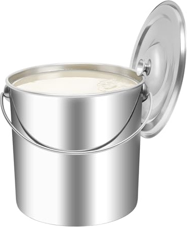 Eimer mit Deckel, Mülleimer, Futtereimer, Edelstahl Milcheimer, mit Edelstahl Deckel, Neu, Für die Aufbewahrung in der Küche, Gartenbewässerung (20L)