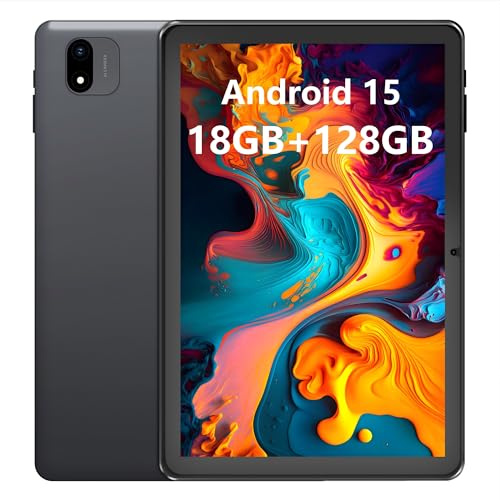 Paaxoo Tablette Android, 10.1 Zoll Android 15 Tablettes 18GB(6+12) RAM 128GB ROM, 1280x800 IPS HD Touchscreen,6000mAh Akku, Bluetooth, Dual Kamera, GMS, WiFi