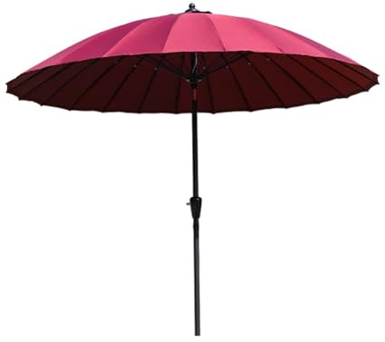 KXWOQ3ED 270 cm Parasol de Jardin Rond, Parapluie Shanghai, Protection Solaire UV, Parasol de Marché avec Manivelle et Inclinaison, 24 Baleines(Rouge)