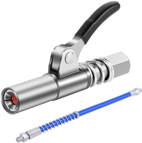 Lumi Zenva Ingrassatore Manuale Professionale - Pistola per Grasso Autobloccante con Tubo Acciaio 30cm (G Grasso Pistola Accoppiatore, Compatibile con Tutte Presse per Grasso)