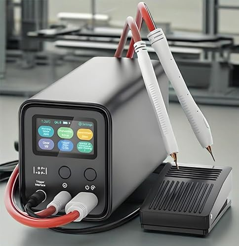 Professionellt gör-det-själv-punktsvetsningskit - 10 000 precisionssvetsar, dubbelpulsteknik och inga gnistor | Kompakt kondensatorsvetsare med LCD-display
