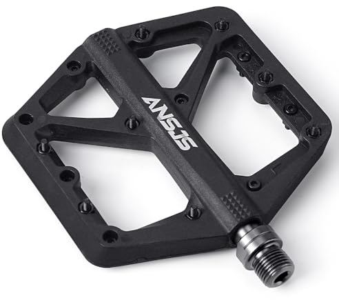 Ansjs Bike Pedals, Road/Mountain Bike Pedals,Platform Bicycle Flat Pedals 9/16 Pedals MTB Pedals Black (C579B)