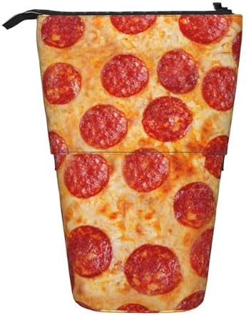 FZGGWYHL 3D Pizza Pepperoni tryckt penna teleskopiskt stående expanderbart pennfodral