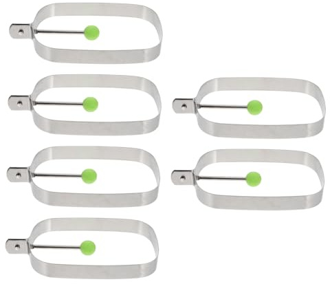 MUCKLILY 6pezzi Stampo Per Uova Fritte in Acciaio Inossidabile Antiaderente Manico Pieghevole Facile Da Pulire e Trasportare Resistente e Sicuro Per Alimenti