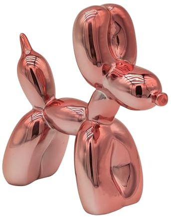 YOYUMI Statua Cane Palloncino Balloon Dog Mini ornamenti a forma di cane con palloncino galvanizzato 9cm in resina per soggiorno camera da letto ufficio casa decorazione moderna di lusso rosso chiaro