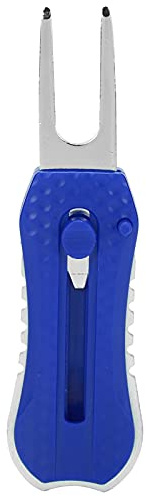 Baxnore Golf Divot Repair Tool Stainless Steel Foldable Retractable Golf Pitchfork with Marker for Cleaning Fixing Divots on Putting Green Durable Lightweight Compact Design 12cm (blue)