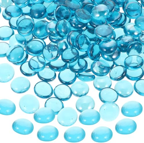 Anneome Perlas de Vidrio para Brasero Bolas Planas Antiexplosión para Decoración de Peceras y Jardines Azul Resistente Altas Temperaturas Reutilizables y Seguras