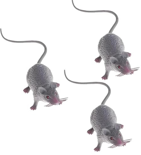 3 Stück Kunststoff Halloween Ratte, realistische gefälschte Maus für Party-Dekorationen, gruselige Streich Requisiten, gruseliger Aprilscherz-Trick, lebensechte Mäuse Figuren für Party und
