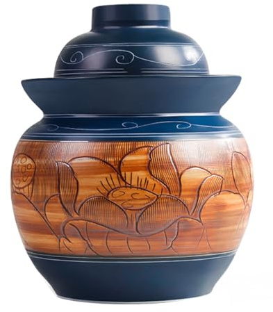 ZGHQHCDRH Ceramic jars, Large Ceramic With Lids,Traditional Chinese Porcelain Pickling Jars, Fermentation Crock With Water Seal Airlock Lid(5kg)