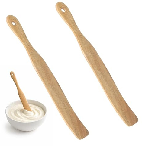 JYYWTSI Espátula de Madera 2 Piezas 28 cm Espátula Cocina Madera Espátula Madera Sartén Utensilios Cocina Madera Espátula Masa Madre Raspador de Masa Espátula Repostería Espátula para Cocinar