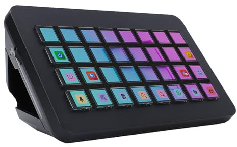 MENDUNER 32 Key Stream Control Deck, Programmable Macro Keyboard with LCD Keys, Studio Controller for PC Mac, Live Streaming Video Editing (Black)